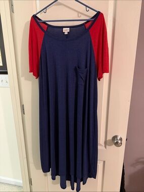 Lularoe 3XL Navy and Red Contrast Sleeve Dress